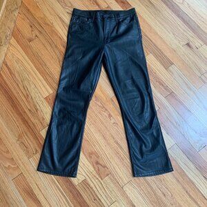 MOTHER The Insider Ankle Faux Leather Jeans Black 29